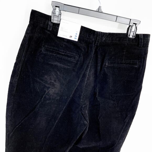 Lands' End NEW Pleated Straight Corduroy Pants Womens Sz 14 Deep Black High Rise - Picture 5 of 7